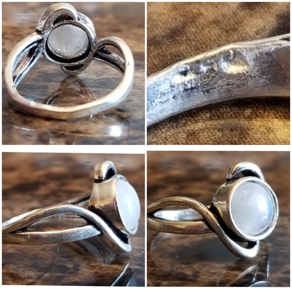 Genuine Round Rainbow Moonstone Ring Size 7 - Picture 5 of 6